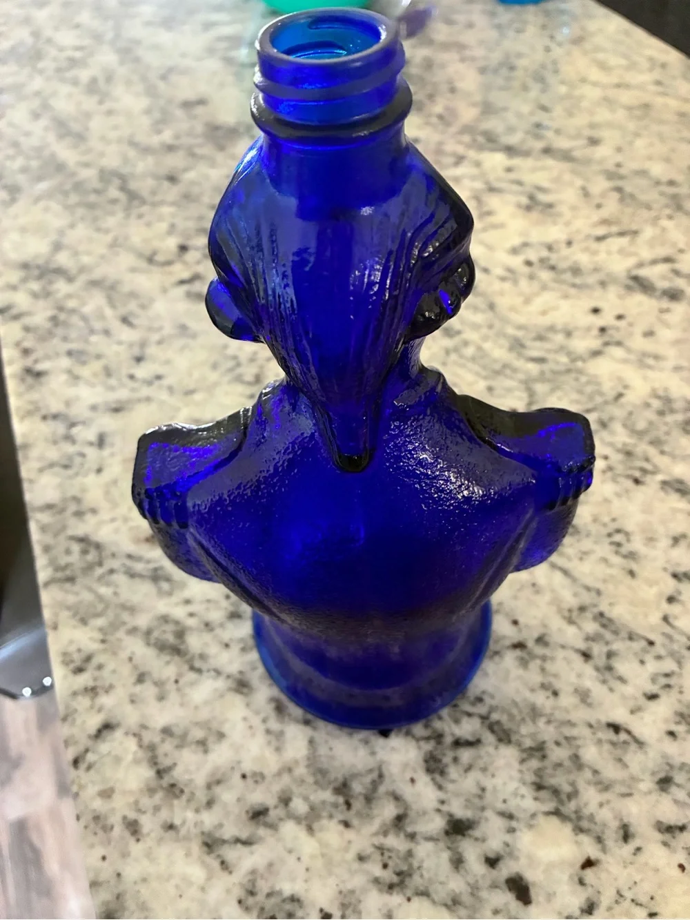 Cobalt Blue Glass Decanter Decorative Bottle - Home Art